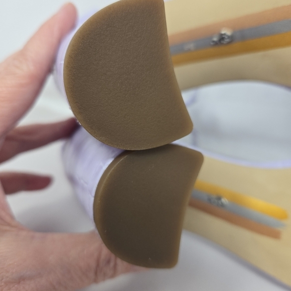 Sam Edelman Yaro Lilac Crocodile Embossed High Heel Sandels Sz 8M Adj. Straps - Picture 7 of 10